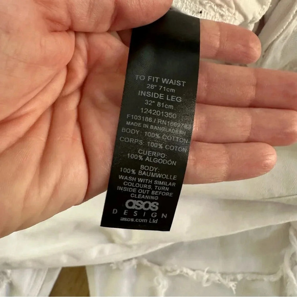 ASOS Design Women’s White Distressed Wide Leg Denim Jeans Size 28 NWT - Picture 7 of 8